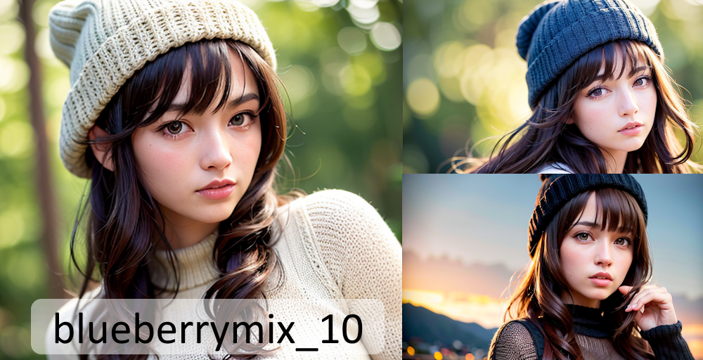 【Stable Diffusion】blueberrymix_10　モデル比較 実写リアル系美女