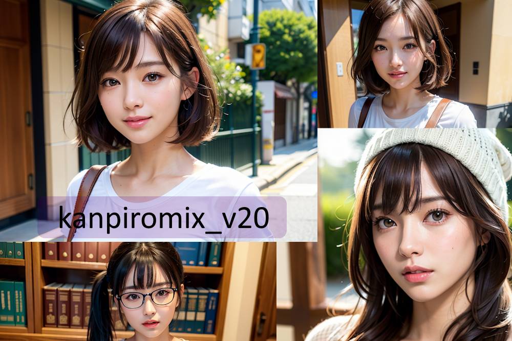 【Stable Diffusion】kanpiromix_v20　モデル比較 実写リアル系美女