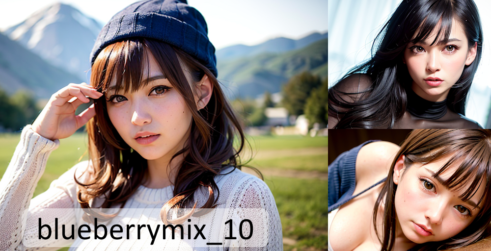 【Stable Diffusion】blueberrymix_10　モデル比較 実写リアル系美女