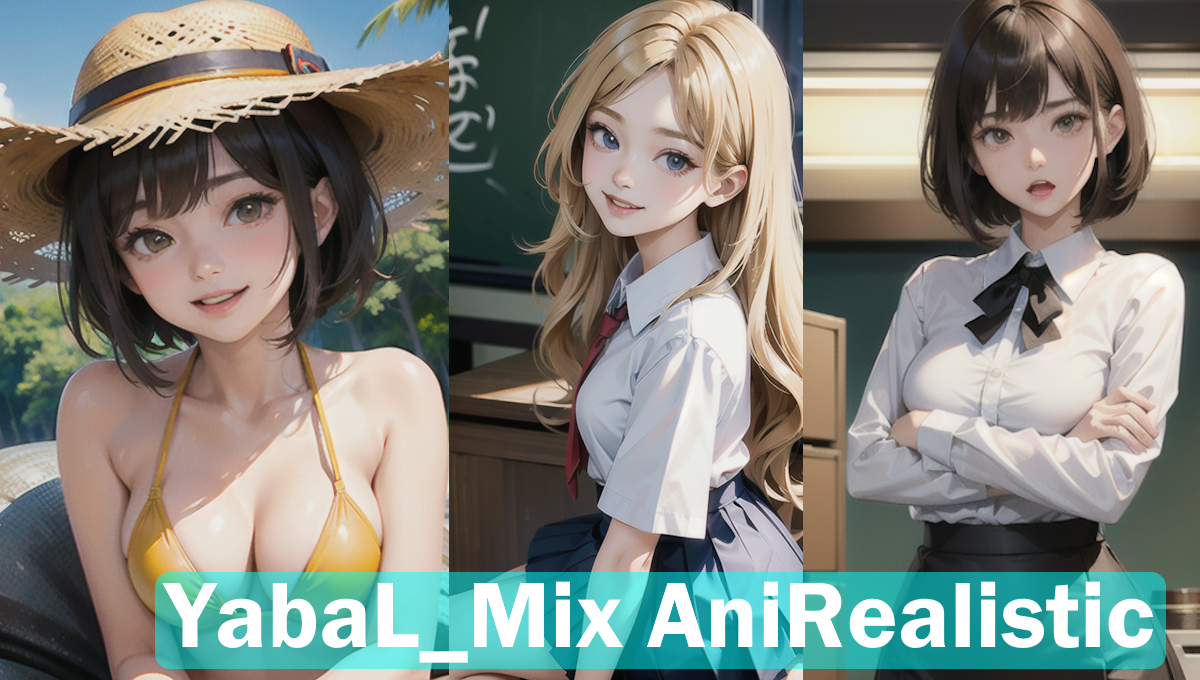 【Stable Diffusion】YabaL Mix AniRealistic_v4　モデル比較 モデル比較 アニメ神画美女