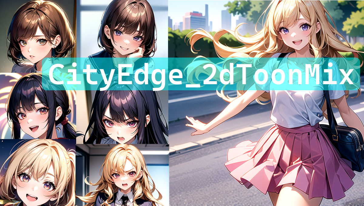 【Stable Diffusion】CityEdge_2dToonMix_v3.06　モデル比較 モデル比較 アニメ神画美女