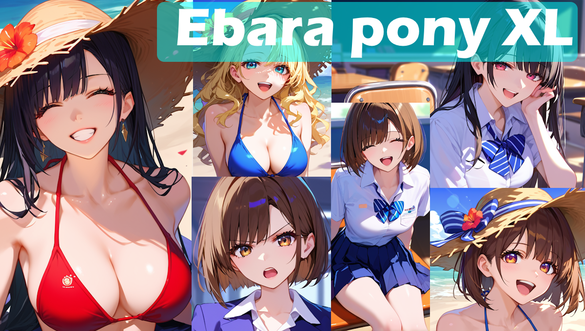 【Stable Diffusion】Ebara pony XL_v2.1　モデル比較 モデル比較 アニメ神画美女