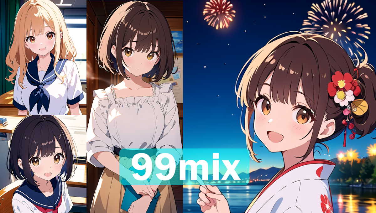 【Stable Diffusion】99mix v31　モデル比較 モデル比較 アニメ神画美女