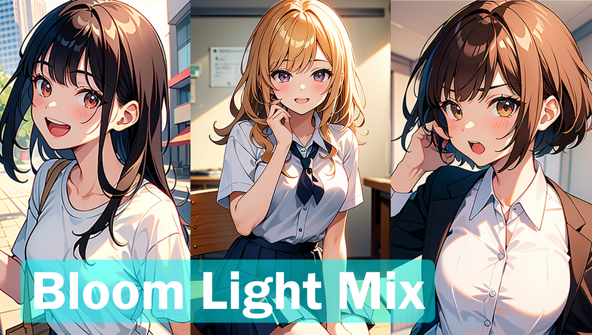 【Stable Diffusion】Bloom Light Mix_1.0　モデル比較 モデル比較 アニメ神画美女